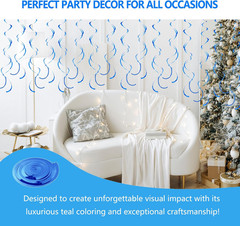 Royal Blue Hanging Swirls Party Decorations 30 Pack- Extra Long Double Swirl Cei