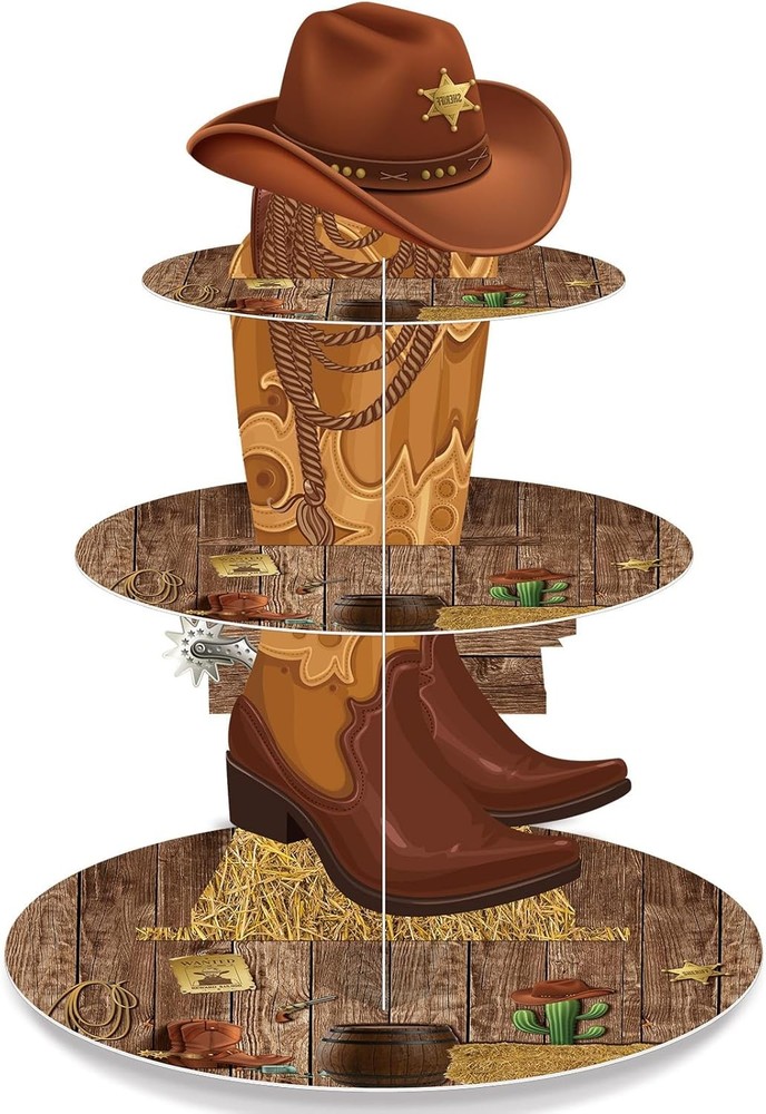 Western Cowboy Cupcake Stand Party Decorations Western Theme Birthday Cupcake Ho