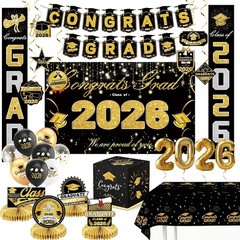 Graduation Decorations 2026 Party Supplies Banner Balloons Tablecloths