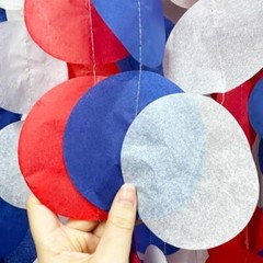 192Ft Royal Blue Red White Party Decorations Big Circle Dots Red Blue White