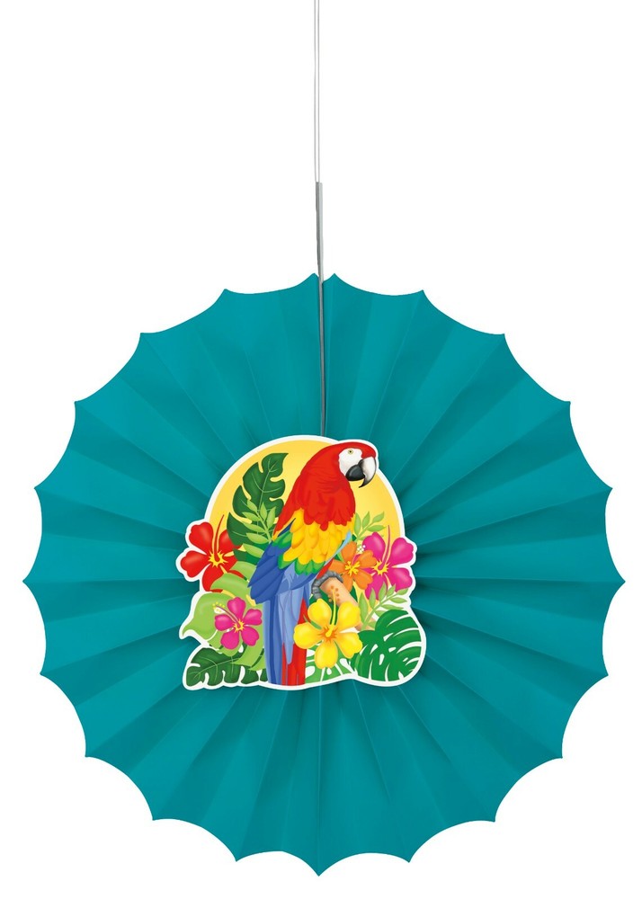 Tropical Hanging Fan Macaw Bird Summer Party Favor Decoration Supply