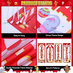 4 Pcs Party Decorations Welcome Tickets Porch Banner Hanging Carnival Circus