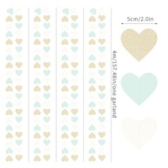 Sage-Green Gold Tea Party Decorations Heart Garland – 52Ft Sage-green Gold Tea