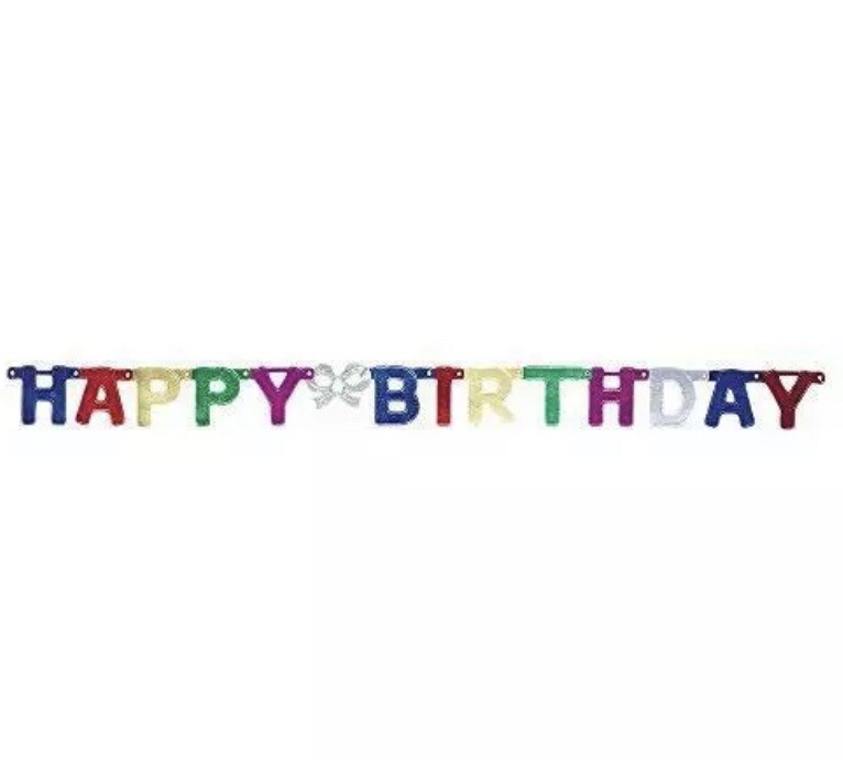 4ft (1.21 meter) Metallic Card Paper Happy Birthday Banner