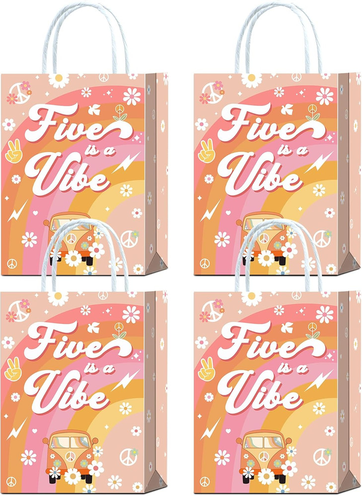 16 Pcs Five Is a Vibe 5Th Birthday Party Decorations – 60S, 70S Inspired Groovy