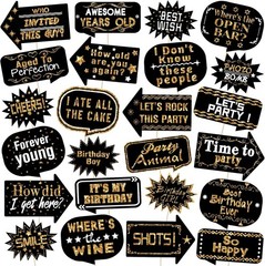 Outus 24 Pieces Photo Props Birthday Photo Booth Props with Stick for Birthday W