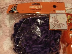 Set Of 3 Halloween Decors:. Blowmold Party Pumpkins, purple Spiderweb, Decor Kit