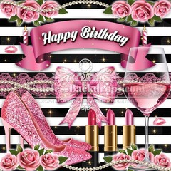 Ladies Happy Birthday Backdrop 7ftx7ft thru 12x10ft Party Decor Photo (015)