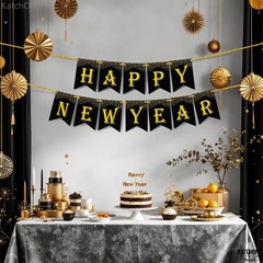KatchOn, Large Happy New Year Banner 2026-10 Feet, Pre-Strung | Happy New Yea…