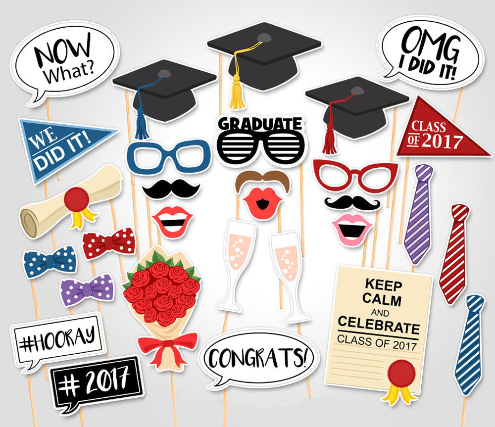 Graduation Party Photo Booth Props , Attached To The Stick, USA SELLER
