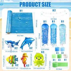 Fovths 20 Pcs Under the Sea Party Decorations with Bubble Garland Tablecloth …