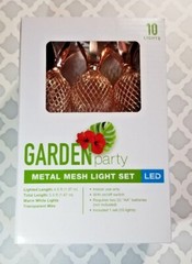Pineapple String Lights Metal Mesh LED Set 10 Lights Copper Colored CHIC Home