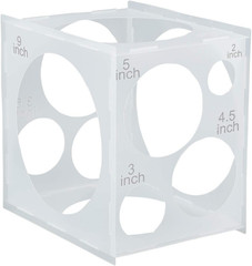 11 Holes White Collapsible Plastic Balloon Sizer Cube Box, 2-10 Inch Balloon Siz