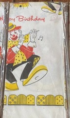 Vtg Festive Tablecover Party Papers Tablecloth Happy Birthday Clowns 60s 70s