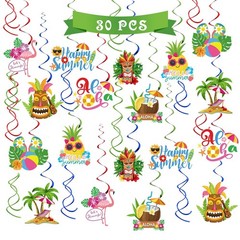 Hello Summer Hanging Swirls Streamers Luau Hawaii Party Decor Supplies 30 Pcs