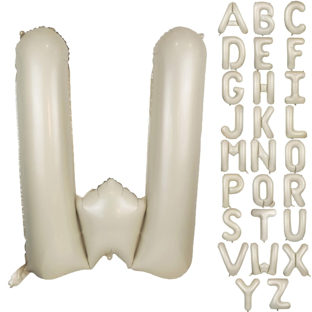 40 In Cream White Letter W Balloons Big Alphabet Foil Word Balloon Beige Larg…