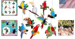 Vibrant Tropical Birds Honeycomb Cutouts – 9 Count for Hawaiian Parties