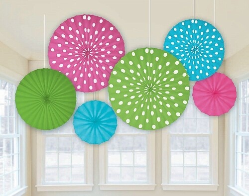 Hanging Summer Pink Green Sky Blue Dotted Pattern Paper Hanging Large Decor