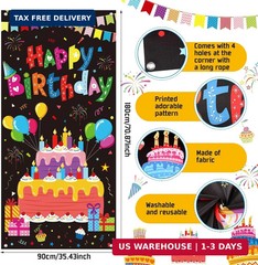 Oudain 3 Pack Colorful Happy Birthday Decorations Rainbow Birthday Banner Porch