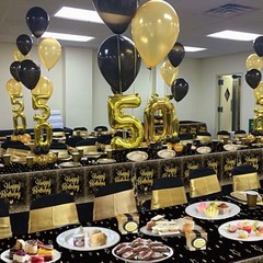 Pack Black Gold Happy Birthday Tablecloths, 51×87» Plastic Disposable 2