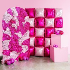 Hot Pink and Rose Double Sided Square Foil Balloons Wall,19 Inches Pink Metal…