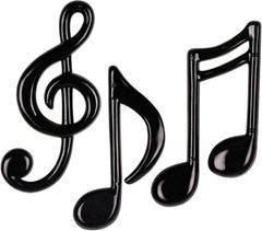 Molded Plastic Notes Black Set 3 Dynamic 3D Music Symbols Stage Party Home Decor