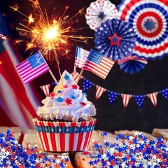 All-in-One July 4th Decorative Set – Paper Fans & Banners for Festive Spirit