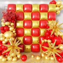36 Globos Cuadrado Aluminio Decoracion De Cumpleaños Para Mujer Rojos y Dorados