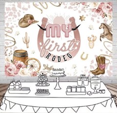 My First Rodeo, 1st Birthday Party Backdrop 8x6ft