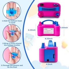 Balloon Pump Electric with Dual Nozzles & Tying Tool Party Balloons Holidays