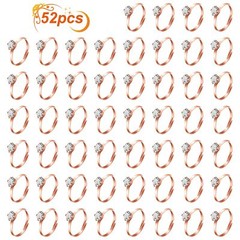 52 Pack Diamond Rings Bridal Shower Rings for Wedding Table Party Supply