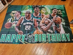 Milwaukee Bucks happy Birthday Nylon banner 58 x 37 inches