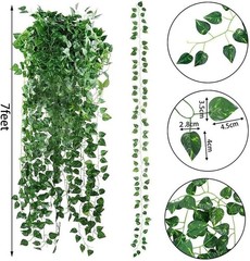 CEWOR 24 Pack 168ft Artificial Ivy Greenery Garland, A-24pcs of Vines, Green