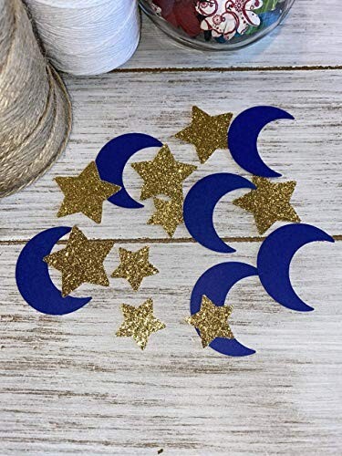 Blue Moon and Gold star Confetti – Moon and stars confetti