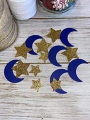 Blue Moon and Gold star Confetti – Moon and stars confetti