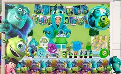 114 Pcs Monsters Inc Party Decorations Set Plates Tableware Balloons Cake Topper