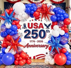 Red White and Blue Balloon Garland Arch Kit 143PCS Patriotic 4Th of July Decorat