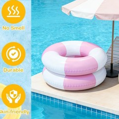 2PCS 37″ Inflatable Pool Floats for Adult Striped Swim Ring Pool Floaties Inf…