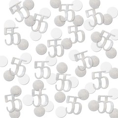 Silver Glitter 55 Confetti, 55th Birthday Number Confetti, 200pcs Anniversary…