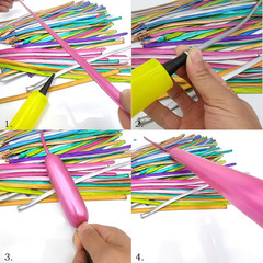 100pcs 260 Long Balloons Kit with Pump, Shiny Metallic Latex Twisting Balloon fo