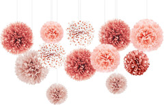 Wedding Decorations – 12 PCS Rose Gold Tissue Paper Pom Poms for Engagement Part