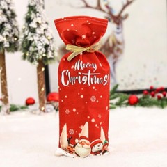 2pcs Christmas Wine Bottle Cover Bags Wine Bottles Sweater Sleeve for Home Party