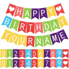 «124 Pcs DIY Glitter Letter Banner – Customizable Birthday Party Decor, Reusable
