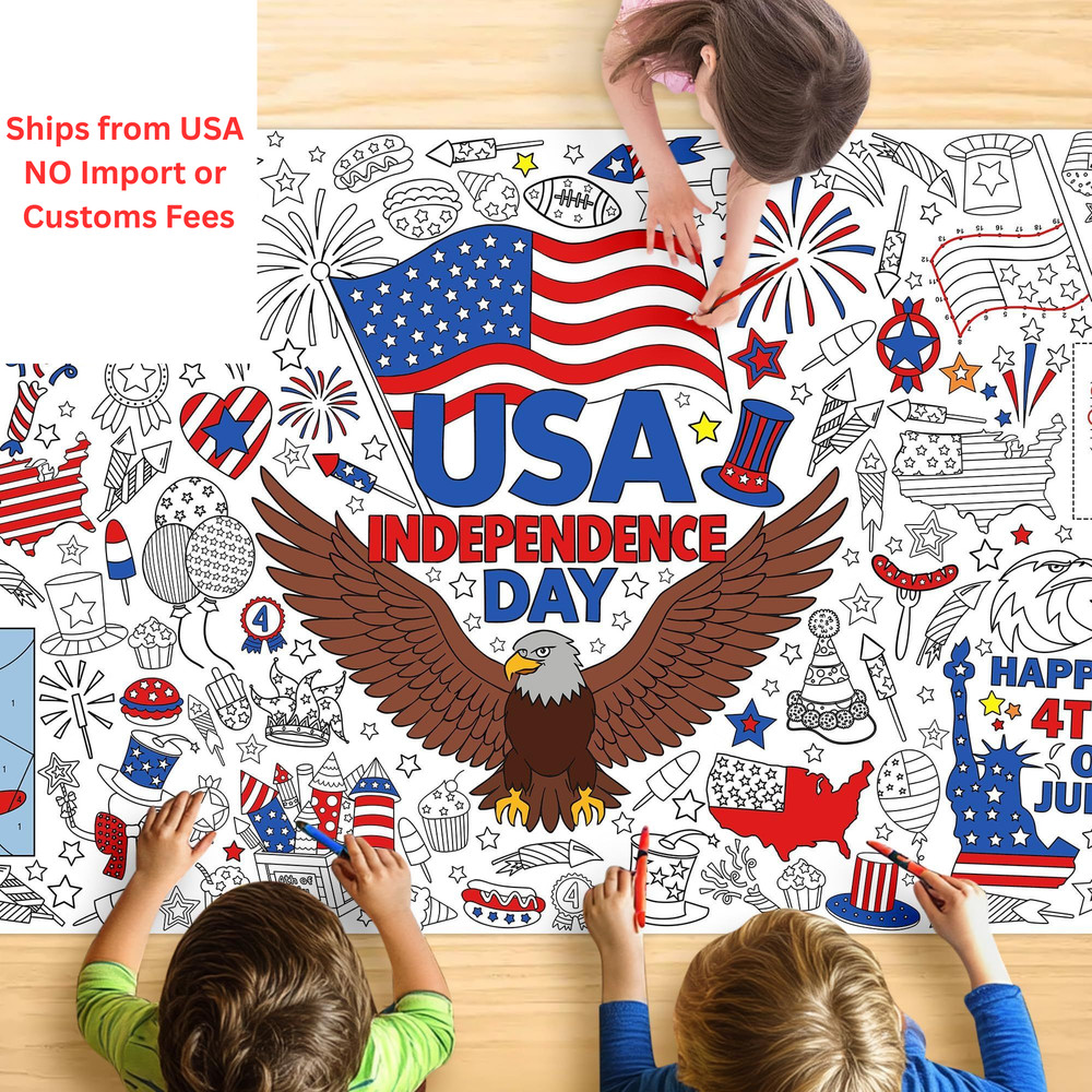 JOYGATHER 4th of July Coloring 72″ x 30″ (Rectangular),