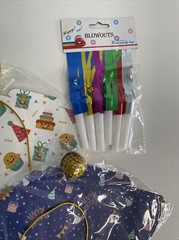 Assorted Children’s Birthday Party Supplies Various Cone Hats, balloons, garland