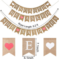 3 Pieces She Said Yes Banner Engaged Sign Burlap Banner He Asked She Said Yes De