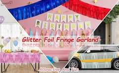 4 Pack Each 10 Feet Glitter Silver Parade Float Decorations for Trailer Car,