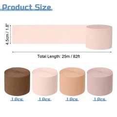 4 Rolls Crepe Paper Streamers 328 Ft Beige Pink Brown Party Decor Pot