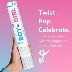 Gender Reveal Streamer Cannon,3 Blue and 3 Pink ,Multicolor Streamer,Baby Shower