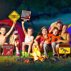 9 Pack Dinosaur Birthday Signs Jurassic Crossing Wall Decor Kids Party Props Set